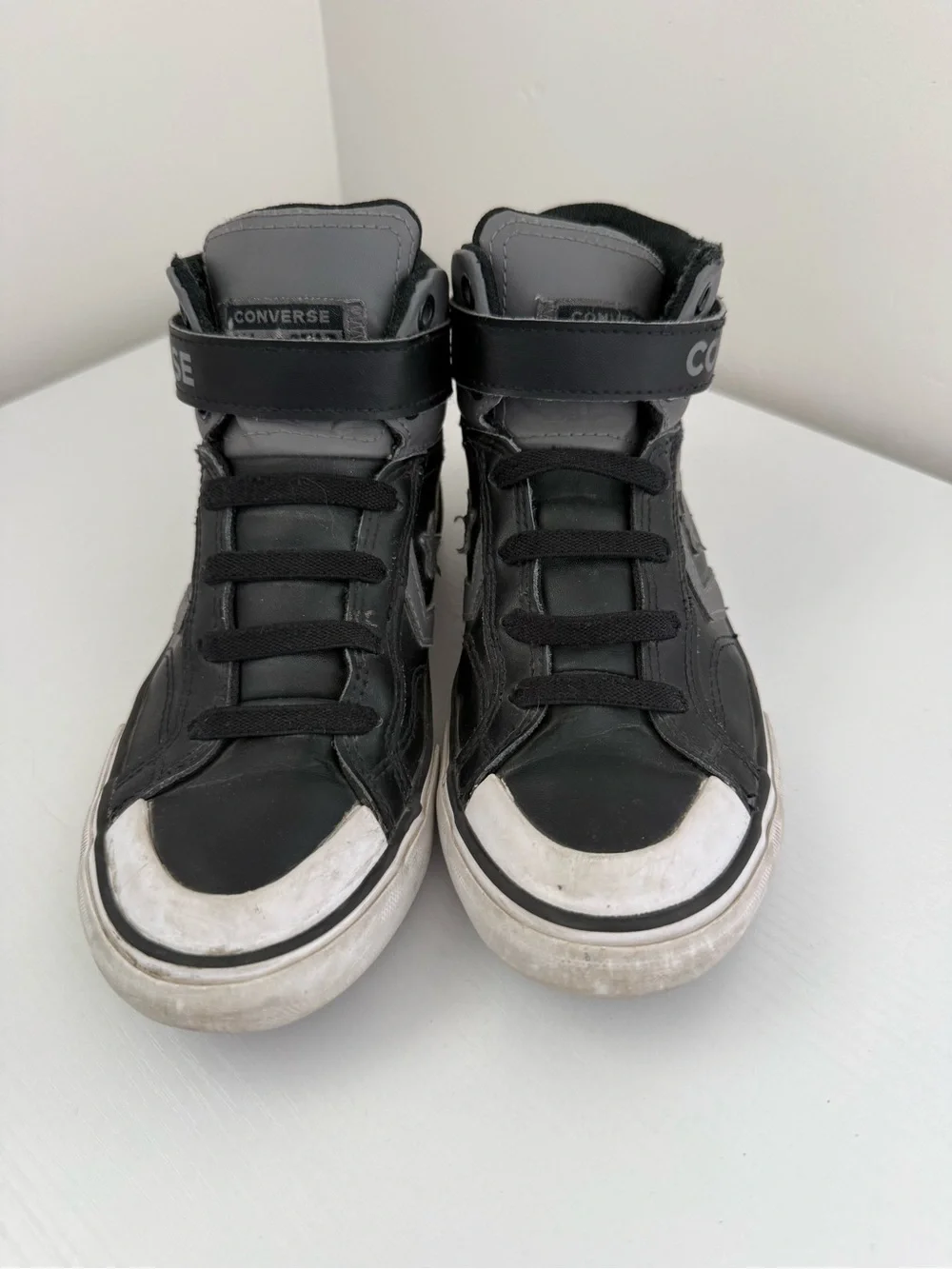 Converse Kids Black and Gray High-Top Sneakers with Star Logo